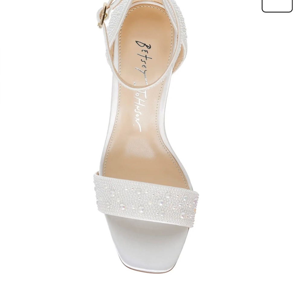 Betsey Johnson Pearl-Embellished Ivory Block Heel Sandals - Picture 6 of 6